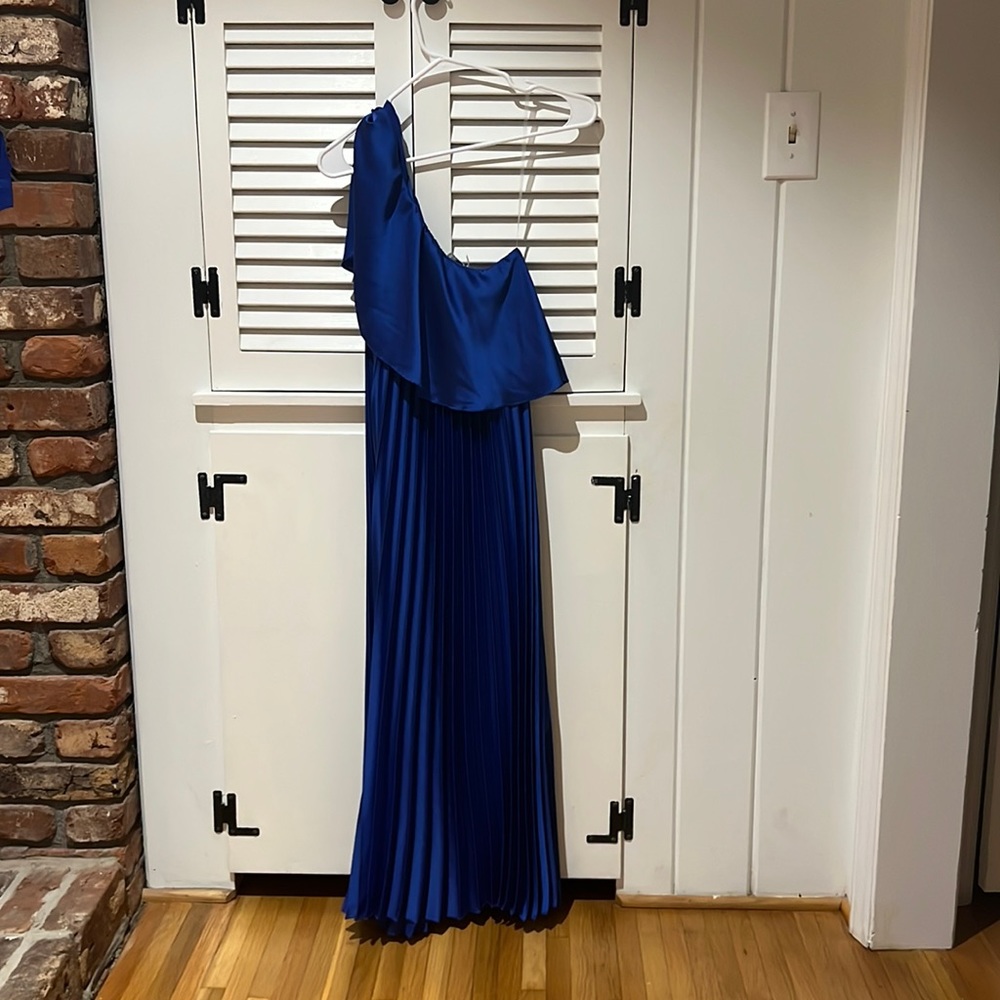 Royal blue midi one shoulder dress
